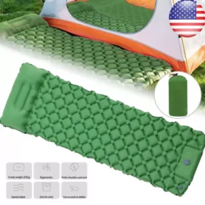 Camping Sleeping Pad, Ultralight Camping Mat with Pillow Built-in Foot Pump -New